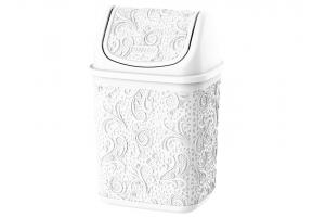 CESTO DE PIA 4,5L RENDA FLORAL PP BRANCO